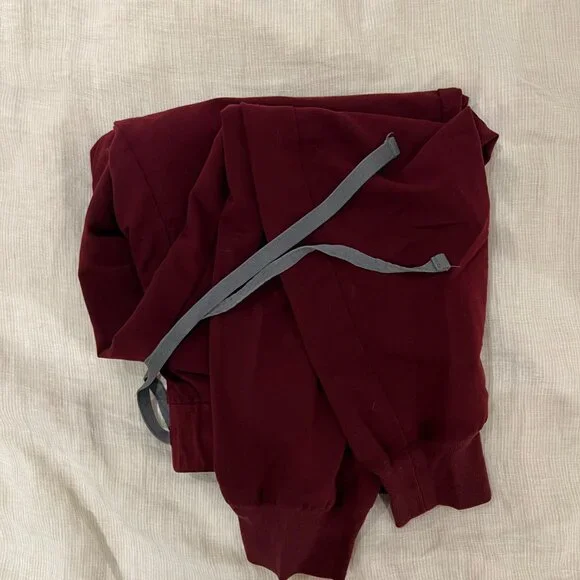 High Waisted Zamora Jogger Scrub Pants - Burgundy, Small/Tall - Picture 3 of 3